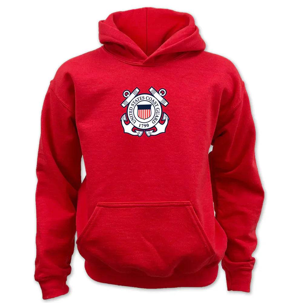 Pick Your Design Coast Guard Youth Hooded Sweatshirt (Red)