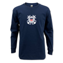 Load image into Gallery viewer, Pick Your Design Coast Guard Youth Long Sleeve T-Shirt (Navy)