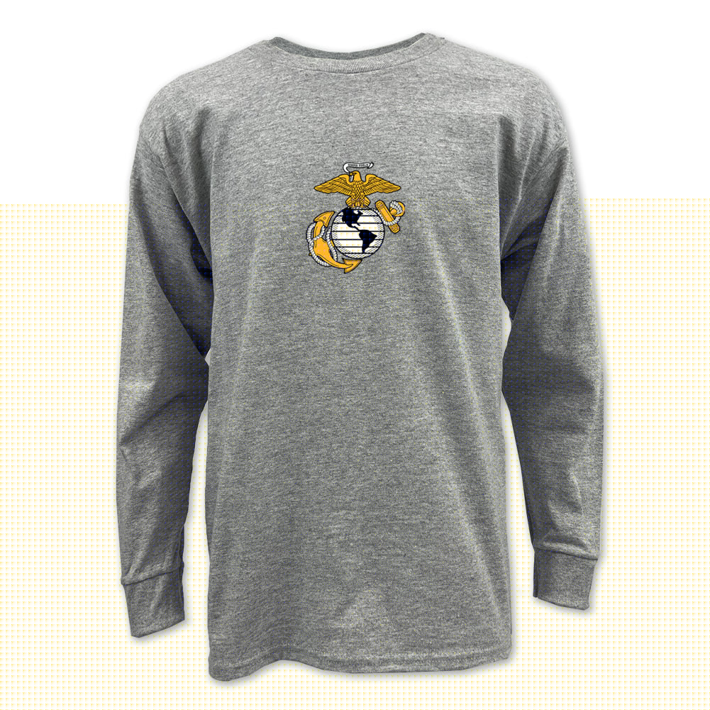 Pick Your Design Marines Youth Long Sleeve T-Shirt (Grey)