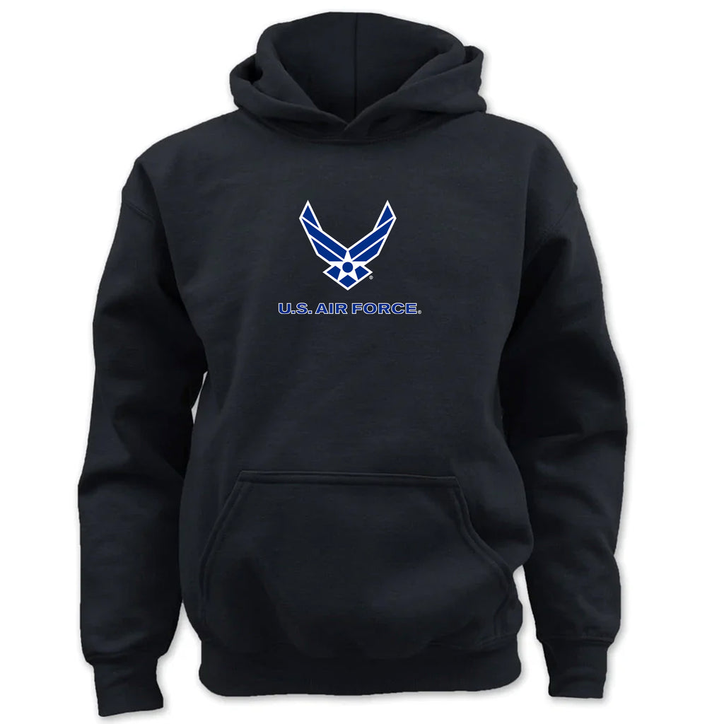 Pick Your Design Air Force Youth Hooded Sweatshirt (Black)