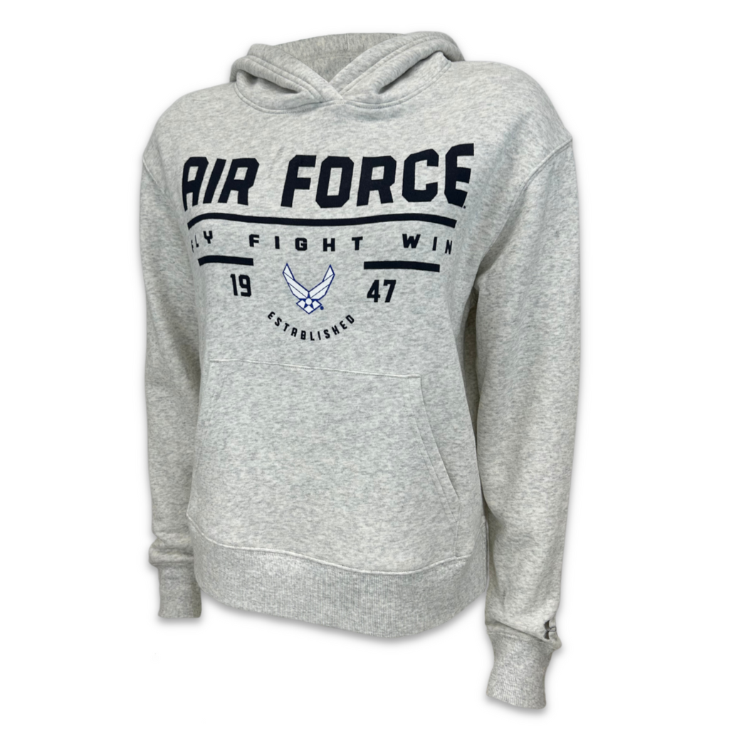 Air Force Ladies Under Armour Fly Fight Win All Day Fleece Hood (Silver Heather)