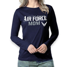 Load image into Gallery viewer, Ladies United States Air Force Mom Long Sleeve T-Shirt (Navy)