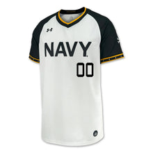 Load image into Gallery viewer, Navy Custom Under Armour Baseball Replica Jersey (White)
