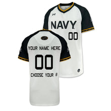Load image into Gallery viewer, Navy Custom Under Armour Baseball Replica Jersey (White)