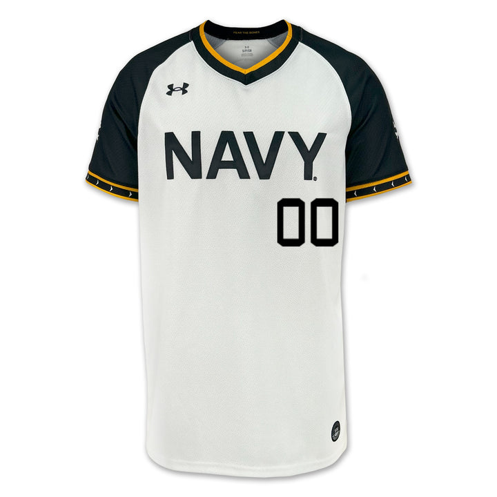 Navy Custom Under Armour Baseball Replica Jersey (White)