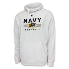 Load image into Gallery viewer, Navy Under Armour Football Armour Fleece Hood (White)