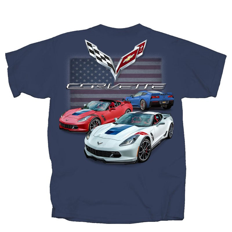 C7 Corvette American Flag T-Shirt (Blue)