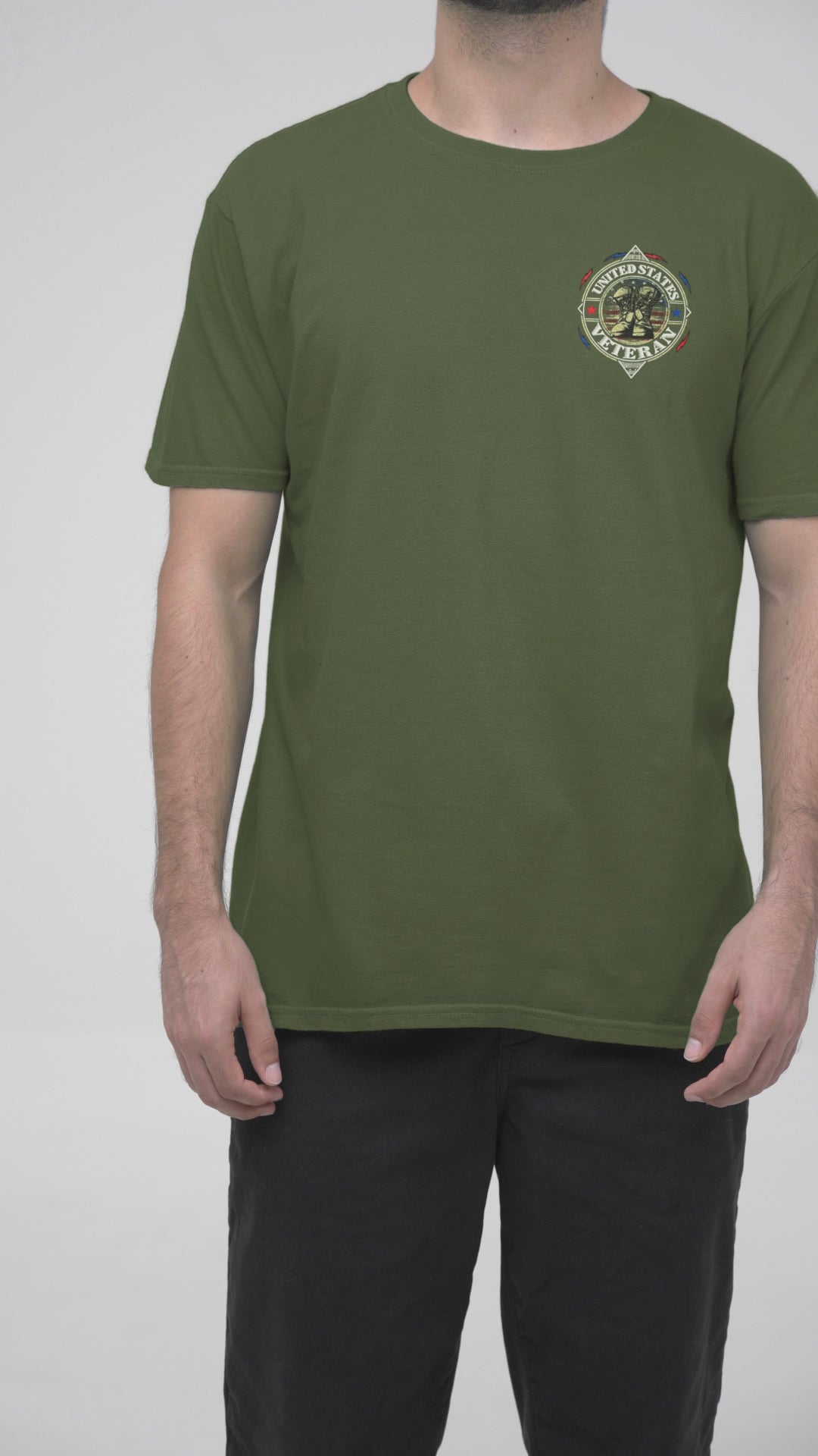 United States Veteran Boots T-Shirt (OD Green)