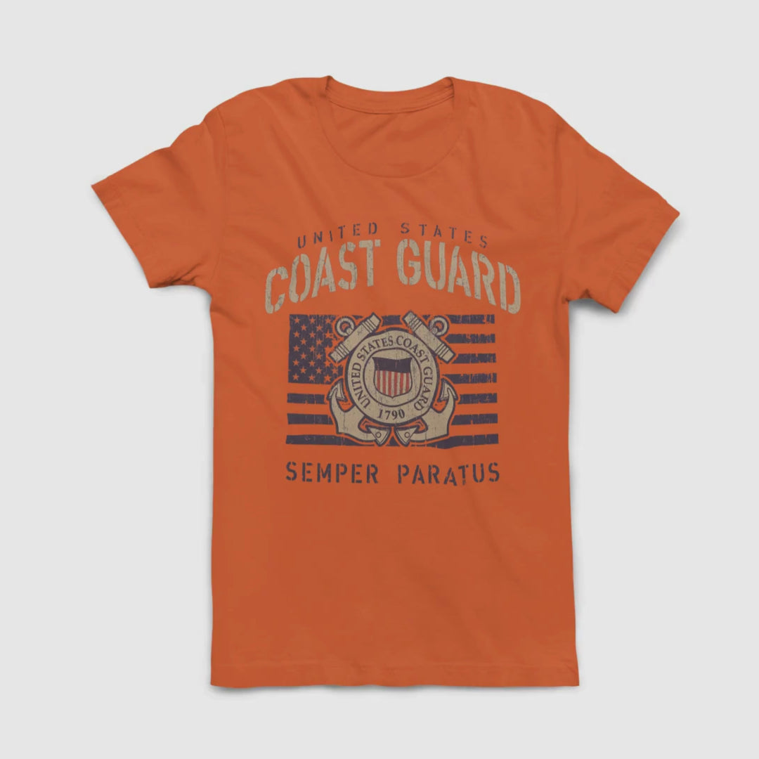 Coast Guard Vintage Stencil T-Shirt (Orange)