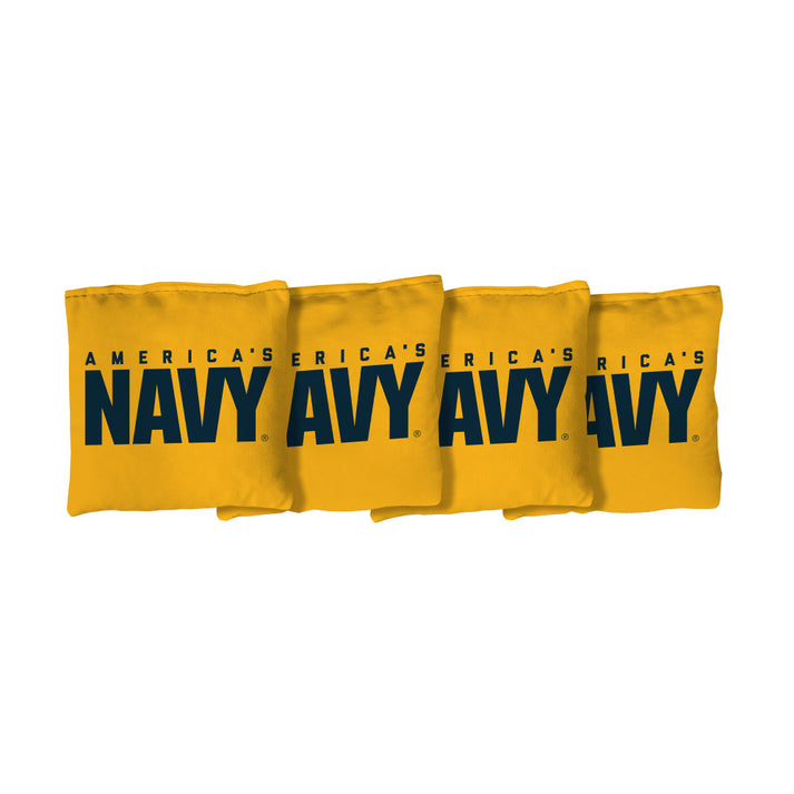 Navy Corn Filled Cornhole Bags (Yellow)