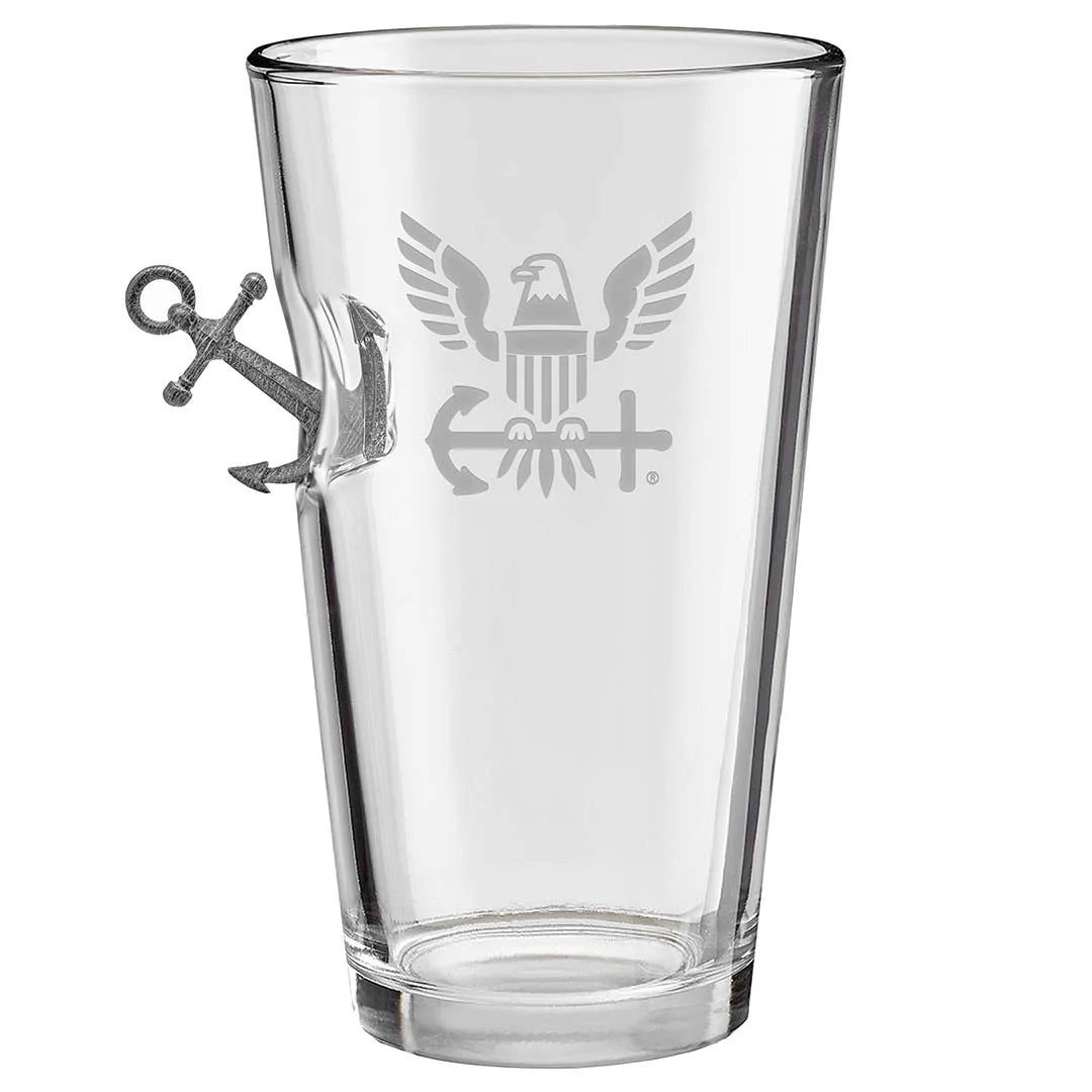 Navy Eagle Anchor 16oz Pint Glass