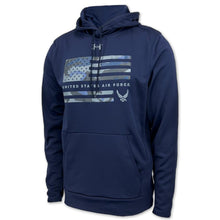 Load image into Gallery viewer, United States Air Force Under Armour Camo Flag Fleece Hood (Navy)