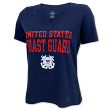 Load image into Gallery viewer, United States Coast Guard Ladies Under Armour Performance Cotton T-Shirt (Navy)