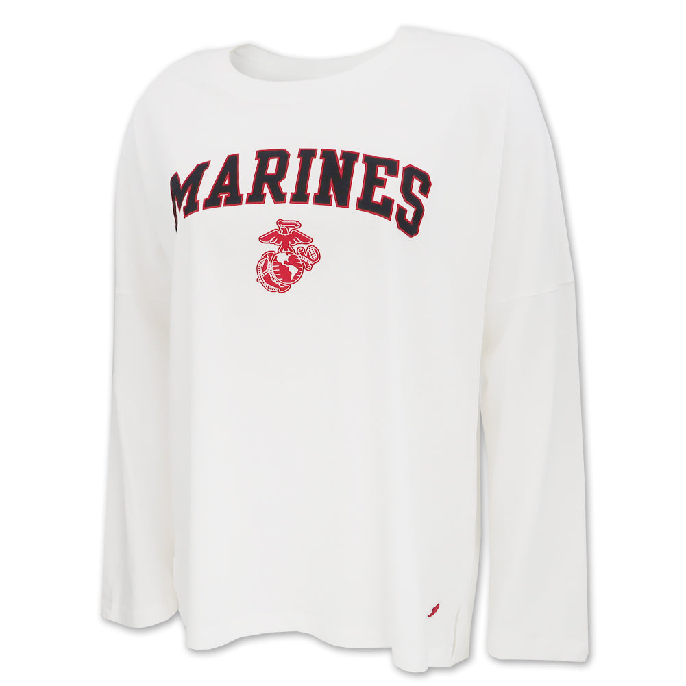 Marines Clothesline Cotton Oversize Long Sleeve T-Shirt (White)