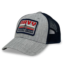 Load image into Gallery viewer, USN Anchor Lo-Pro Snapback Trucker Hat (Grey/Navy)