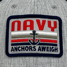 Load image into Gallery viewer, USN Anchor Lo-Pro Snapback Trucker Hat (Grey/Navy)