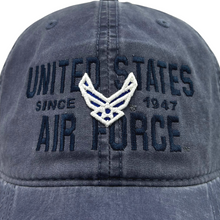 Load image into Gallery viewer, United States Air Force Lightweight Relaxed Twill Hat (Washed Navy)