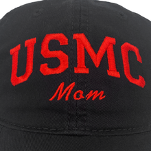 Load image into Gallery viewer, USMC Mom Relaxed Twill Hat (Black/Red)