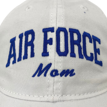 Load image into Gallery viewer, Air Force Mom Relaxed Twill Hat (White/Royal)