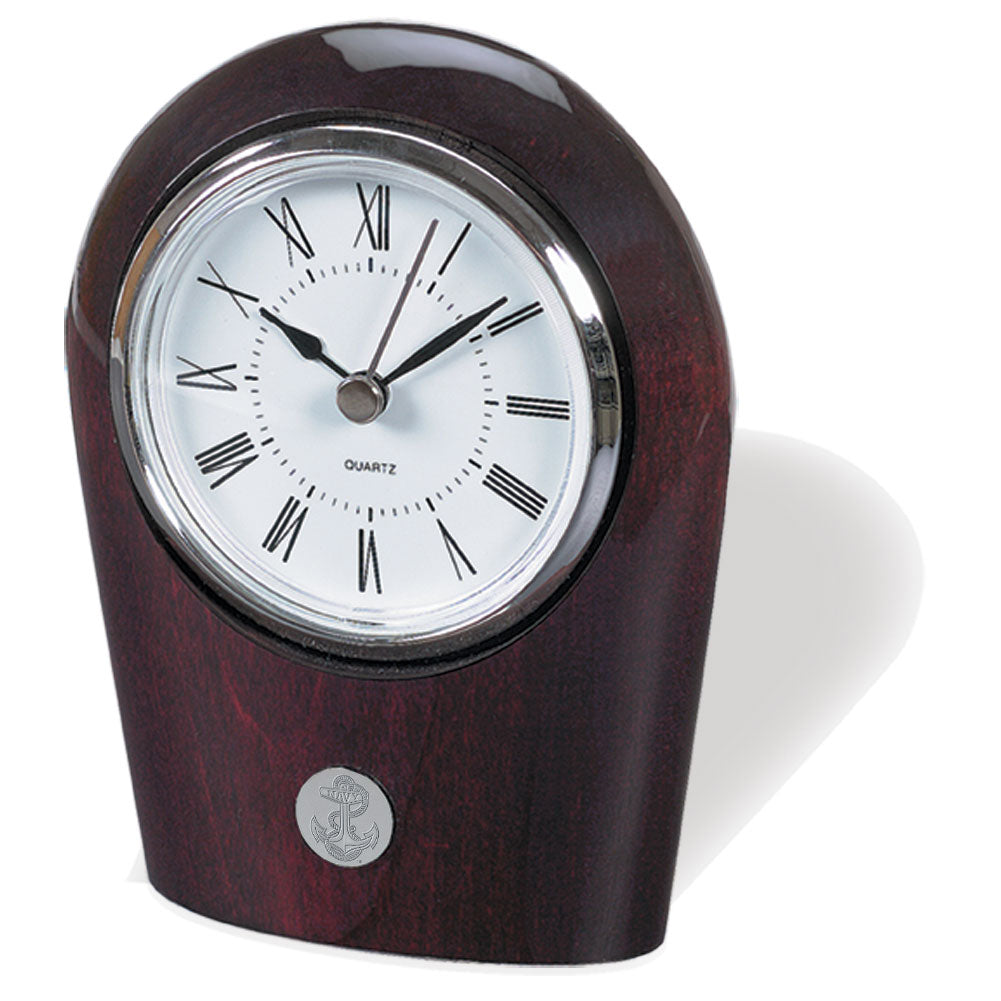 Navy Anchor Palm Desk Clock (Silver)