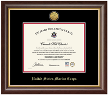 Load image into Gallery viewer, United States Marine Corps Gold Engraved Hampshire Certificate Frame (Horizontal)
