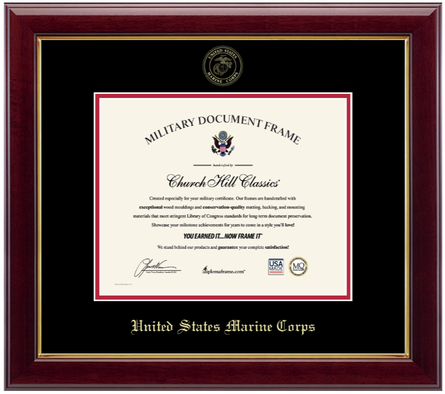 United States Marine Corps Gold Embossed Gallery Certificate Frame (Horizontal)