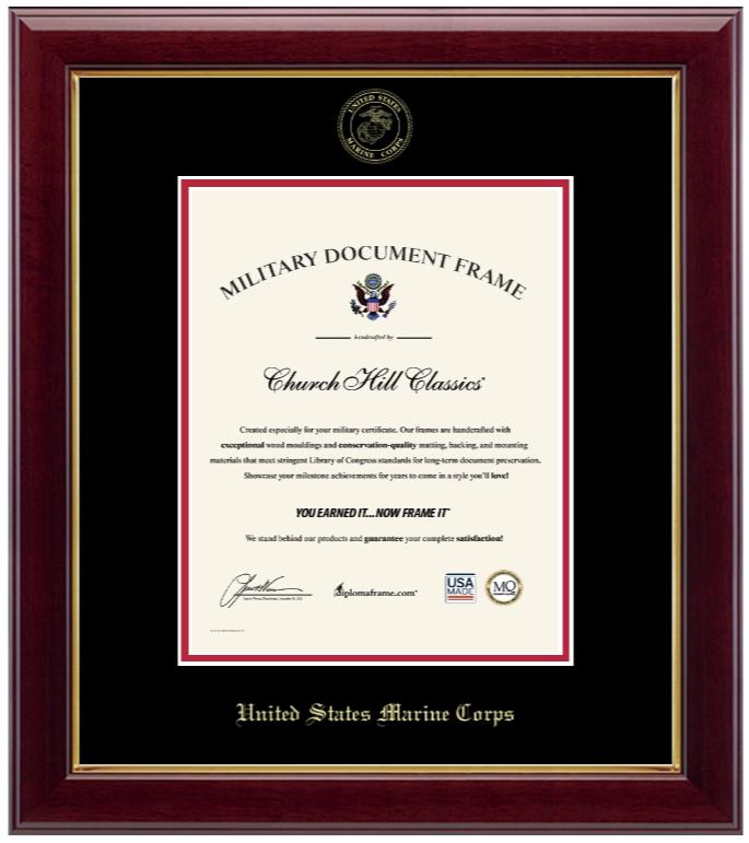 United States Marine Corps Gold Embossed Gallery Certificate Frame (Vertical)