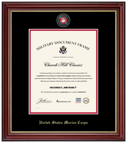 United States Marine Corps Masterpiece Medallion Certificate Frame (Vertical)