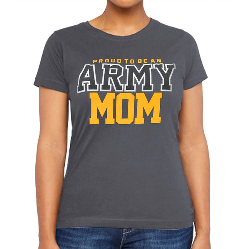 Army Ladies Proud Mom T-Shirt (Grey)