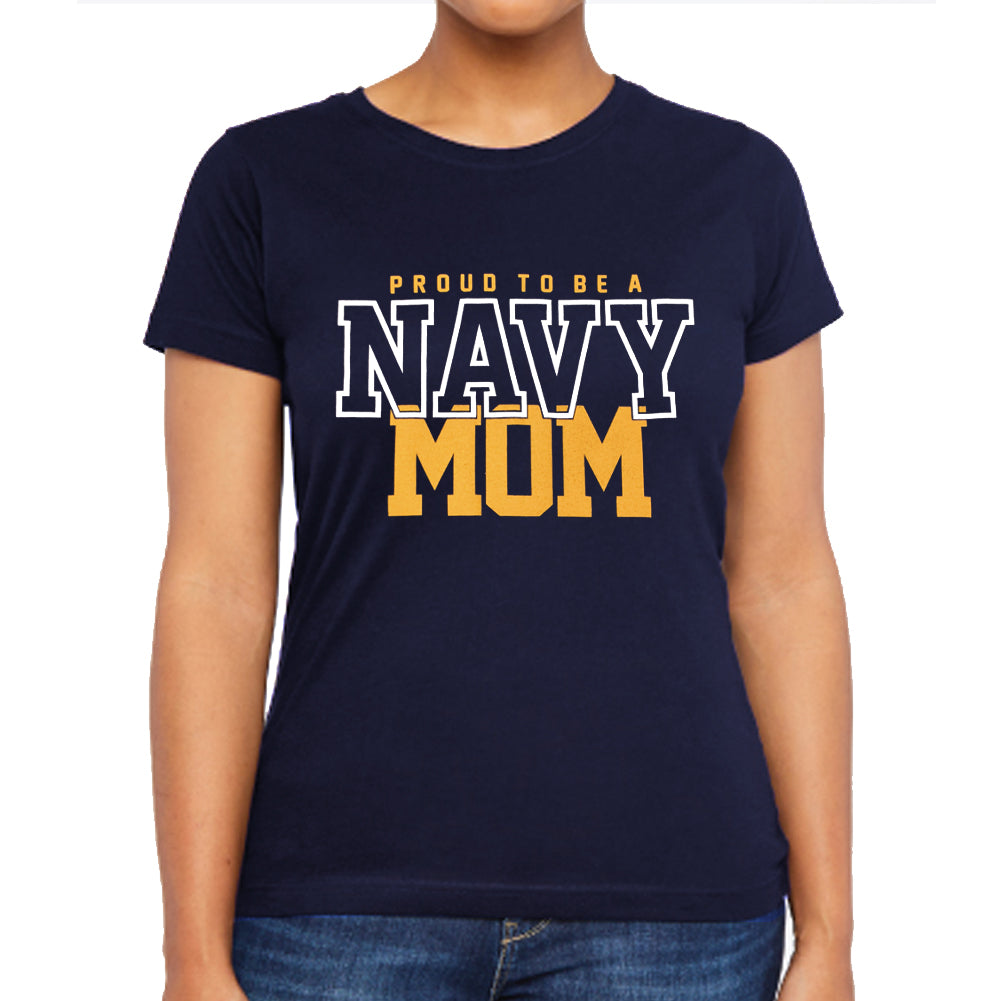 Navy Ladies Proud Mom T-Shirt (Navy)