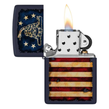 Load image into Gallery viewer, Don&#39;t Tread On Me Navy Matte Zippo