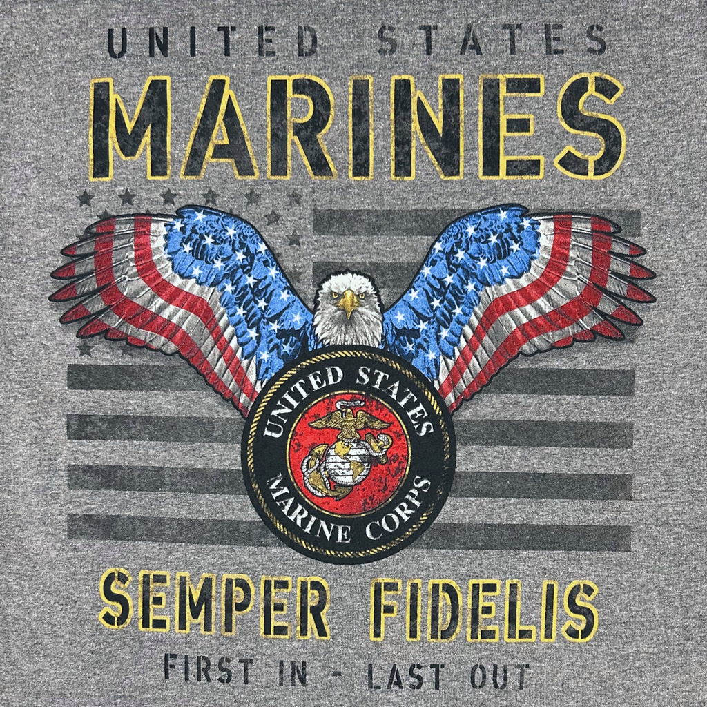 Marines Stars and Stripes T-Shirt (Graphite)