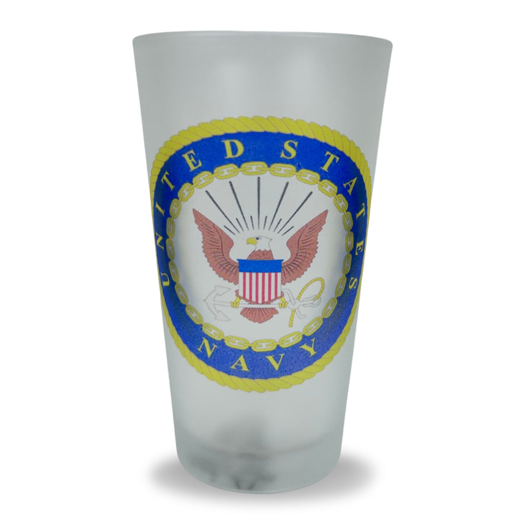 Navy Circle Seal Frosted Mixing Glass Tumbler