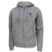 Load image into Gallery viewer, Air Force Wings Embroidered Full Zip Hood (Grey)