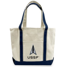 Load image into Gallery viewer, Space Force Delta Classic Natural Canvas Tote (Natural/Navy)