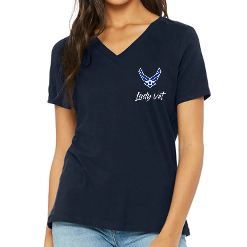 Air Force Lady Vet Left Chest Logo V-Neck T-Shirt