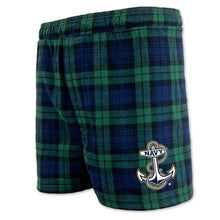 Load image into Gallery viewer, Navy Anchor Logo Flannel Shorts (Blackwatch)