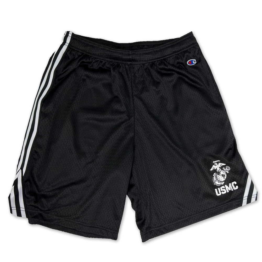 Marines Champion EGA Men's Athletic Shorts with Pockets (Black)
