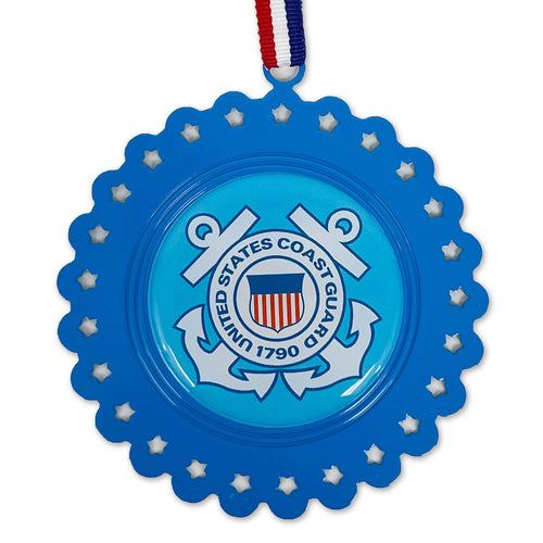 United States Coast Guard Seal Circle Stars Ornament (Blue)