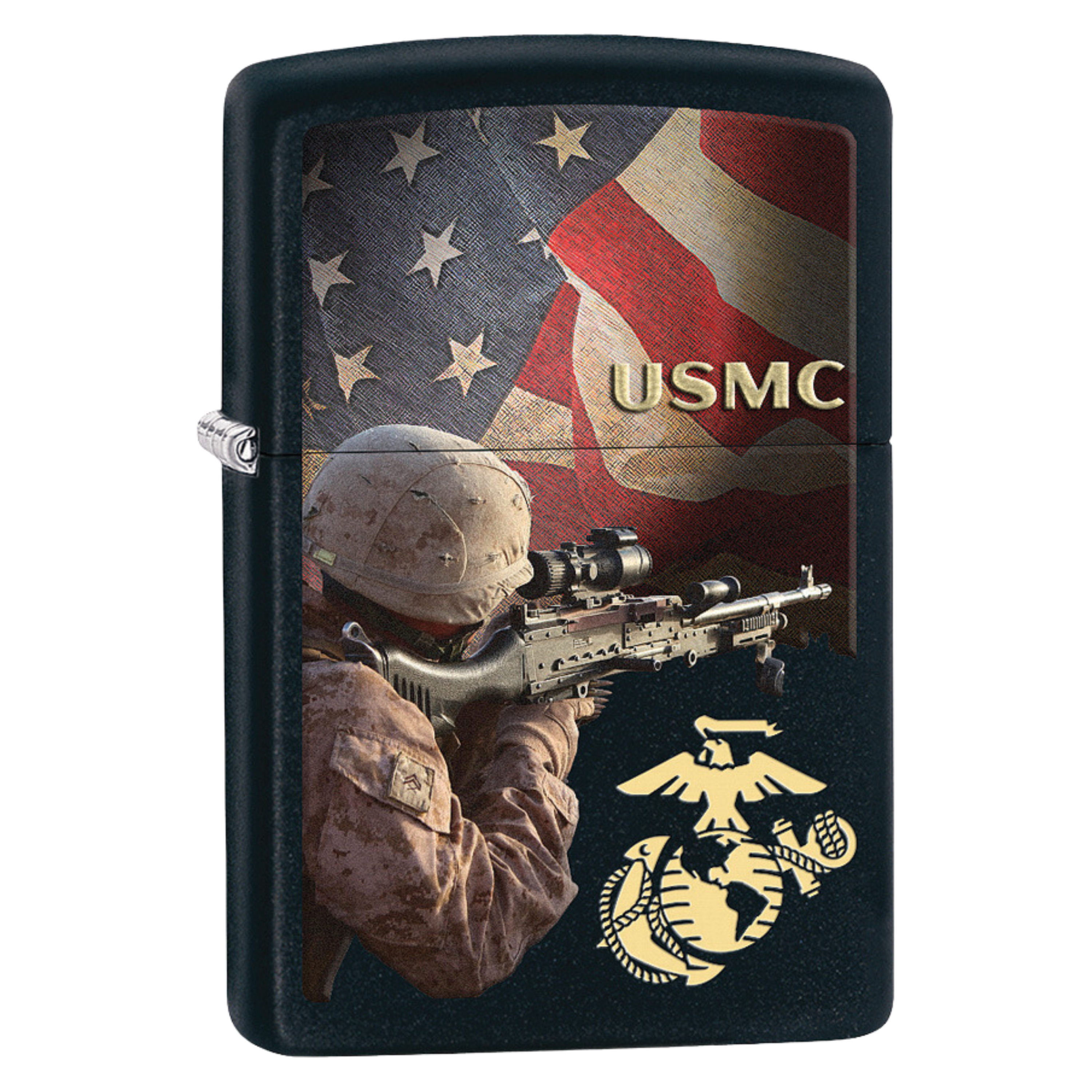 USMC Solider EGA Black Matte Zippo