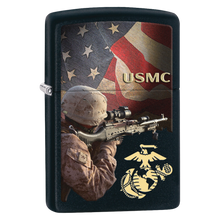 Load image into Gallery viewer, USMC Solider EGA Black Matte Zippo