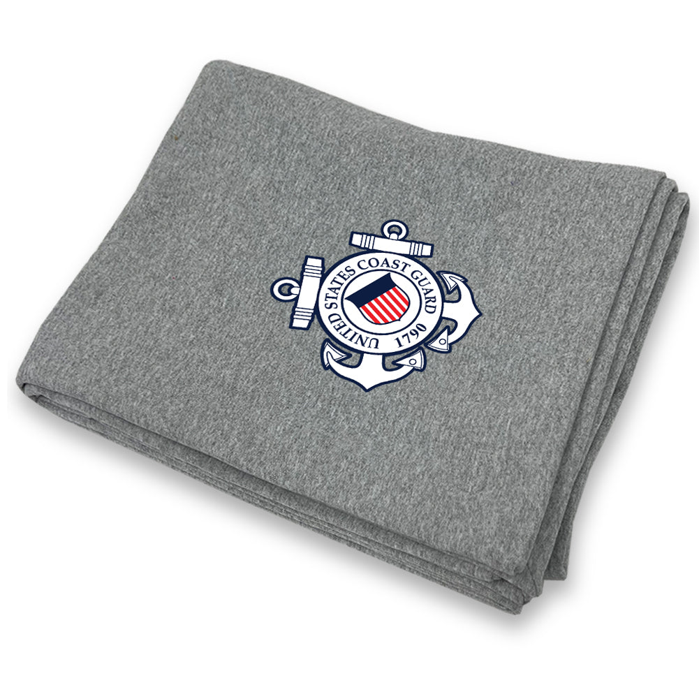 Coast Guard Seal DryBlend Fleece Stadium Blanket (Grey)
