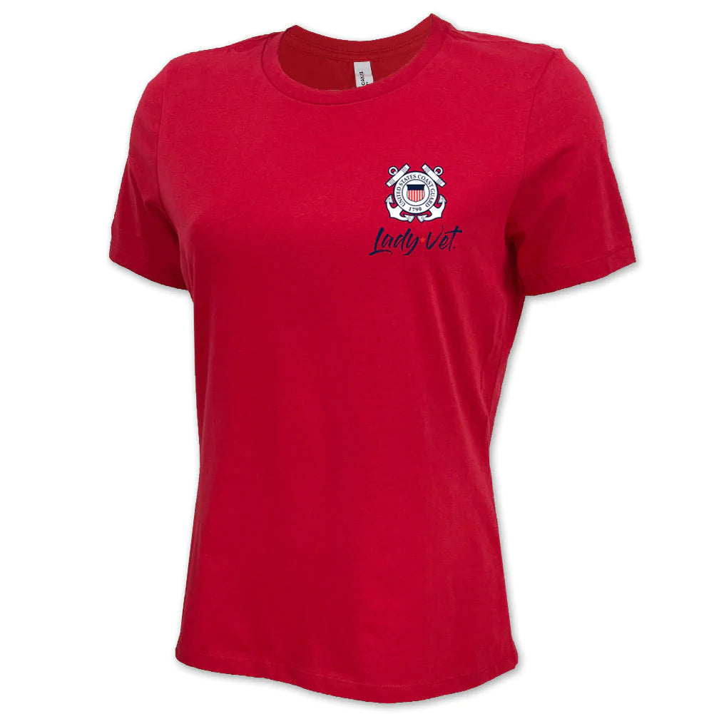 Coast Guard Lady Vet Left Chest Logo Ladies T-Shirt
