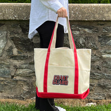 Load image into Gallery viewer, Coast Guard Classic Natural Canvas Tote (Natural/Red)