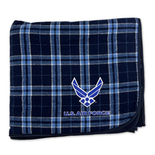 Load image into Gallery viewer, Air Force Wings Premium Flannel Blanket (Navy/Columbia)