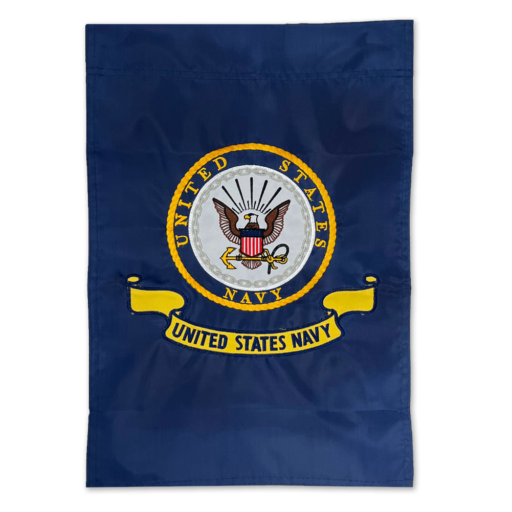 Navy Embroidered Garden Flag (12"X18")