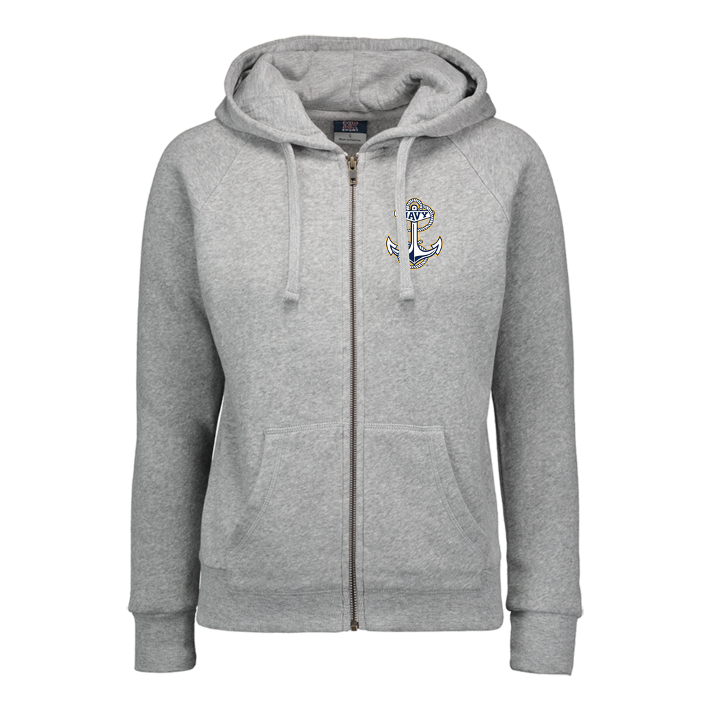 Navy Anchor Ladies Angel Fleece Full Zip Hoodie