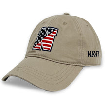 Load image into Gallery viewer, Navy N Flag Hat (Khaki)