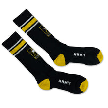 Load image into Gallery viewer, Army Stripe Star Crew Socks (Black)