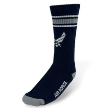 Load image into Gallery viewer, Air Force Stripe Wings Crew Socks (Navy)